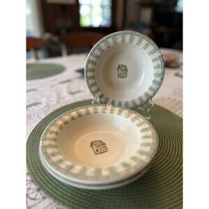Portfolio by Pfaltzgraff Naturewood Cereal Soup Bowls Birdhouse Design